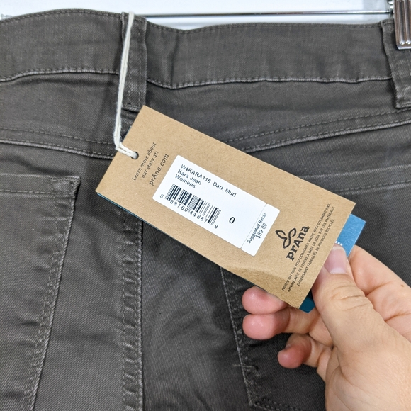 Prana Kara Hiking Straight Jeans Dark Mud 0/25 NWT - Picture 6 of 7